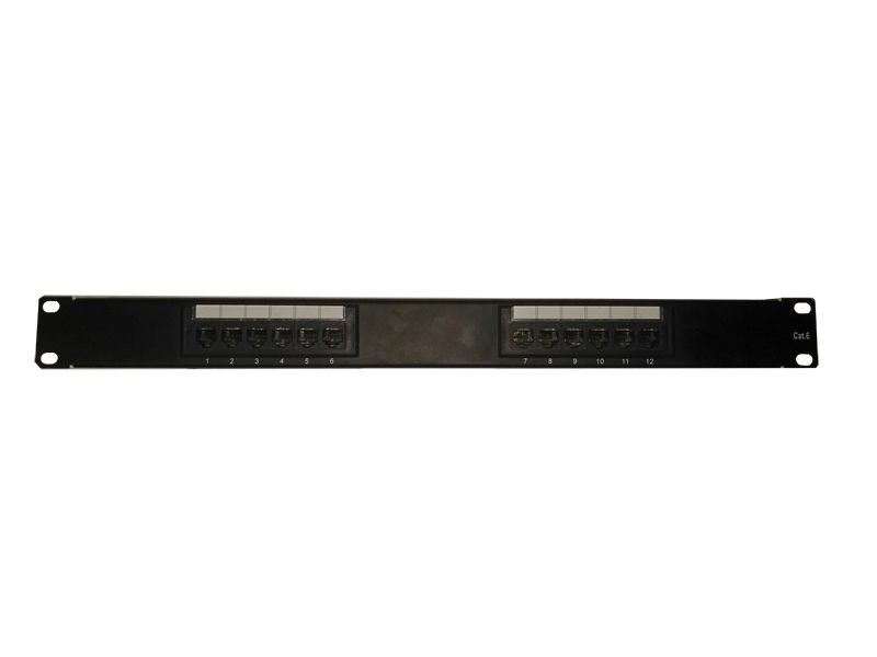 Патч-панель UTP, 19", 12 портов RJ45, cat.6, 1U, 110 Type, черная "L"