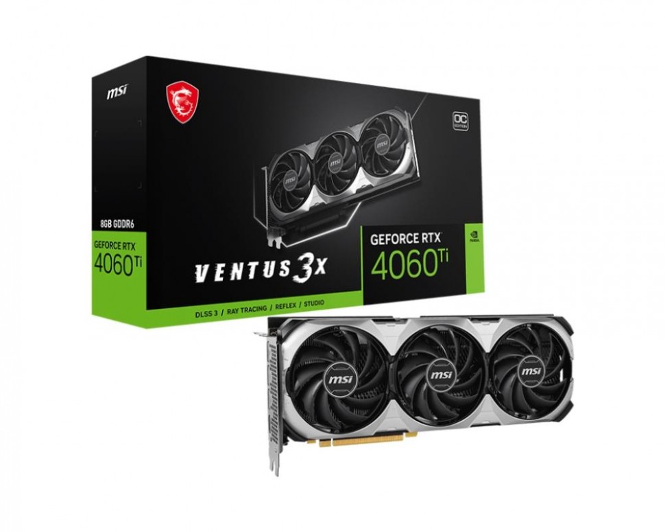 Видеокарта MSI 8 Гб GDDR6 128 бит PCIE 4.0 16x GPU 1830 МГц 3xВыход HDMI 1xВыход DisplayPort RTX4060VENTUS3X8GOC