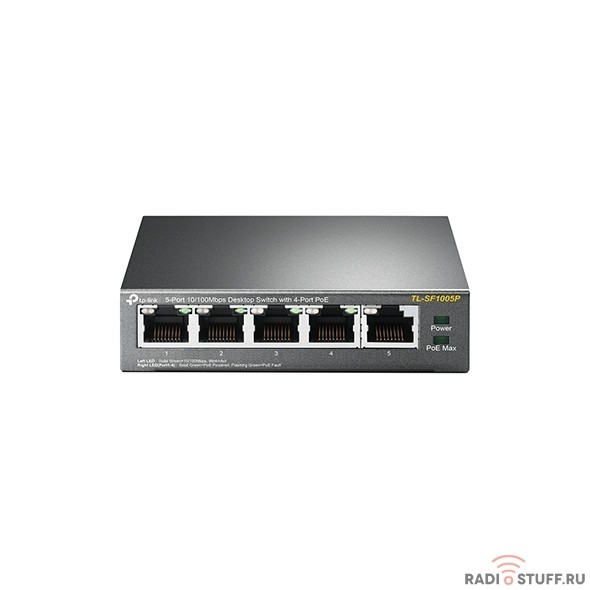 TP-Link TL-SF1005P 5-портовый 10/100 Мбит/с настольный коммутатор с 4 портами PoE SMB