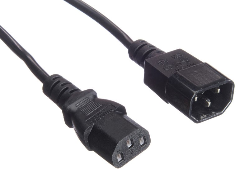 Кабель питания проходной (штекер IEC С13 - гнездо IEC С14) 3*0,5мм2, 1,8м, черный, Netko