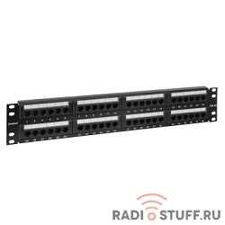Патч-панель, UTP, 19", 2U, 48 портов cat.5e, Dual Type, Exegate