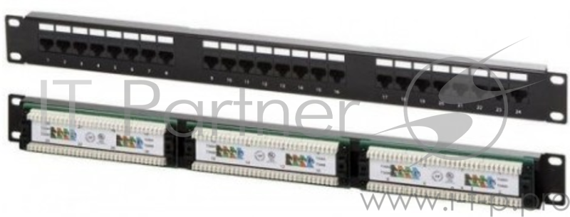 Патч-панель 19", 1U, неэкранированная, категория cat.5e, 24 порта, Dual Type, Neomax